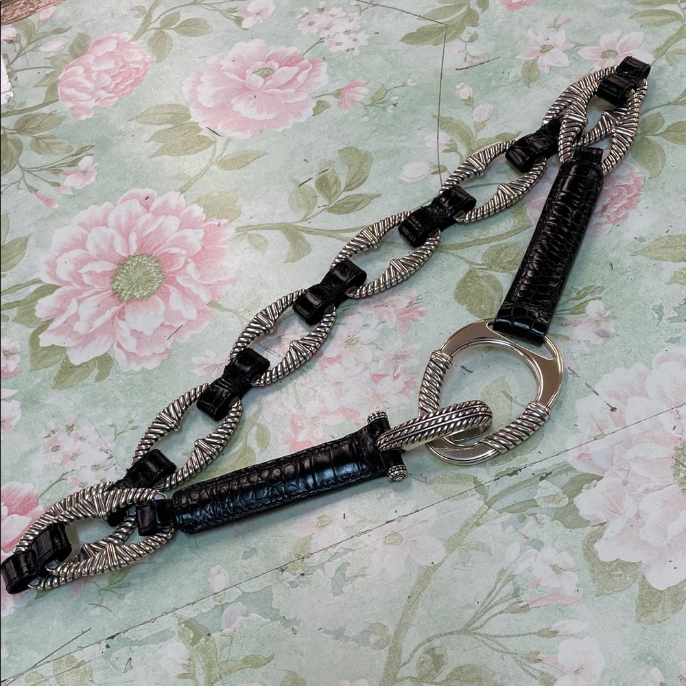 Brighton Black and Silver Textured Chain Belt Size 34, Style B30943